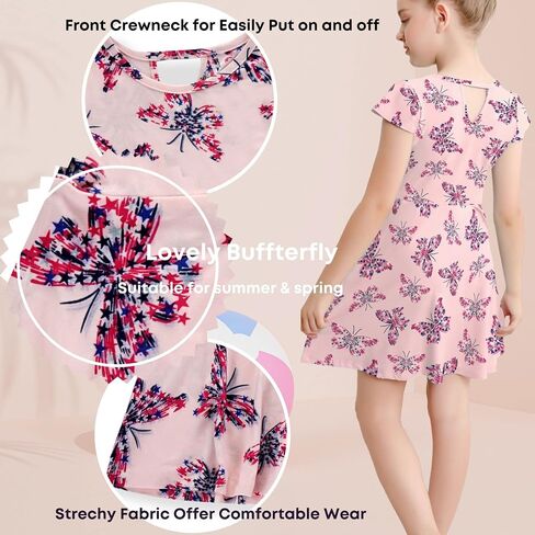 V.&GRIN Girls Spring Dress 2T to Size 8, Long Sleeve Unicorn Floral Twirly Casual Cute Kids Dress Clothes Vestidos para Niñas in Saudi Arabia