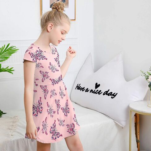V.&GRIN Girls Spring Dress 2T to Size 8, Long Sleeve Unicorn Floral Twirly Casual Cute Kids Dress Clothes Vestidos para Niñas in Saudi Arabia