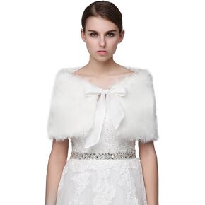 Sarahbridal Women's Shawl Wrap Faux Fur Scarf Stoles for Wedding Dresses in Saudi Arabia