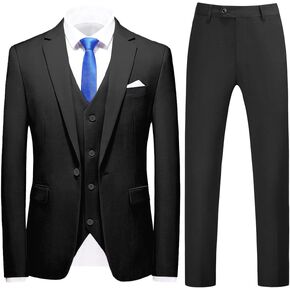 Mens Suits Slim Fit 3 Pieces Suits for Men One Button Solid Tuxedo Blazer Jacket Vest & Pants Set Prom Business Wedding