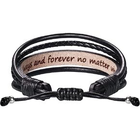 Leather Bracelets for Men Women Inspirational Gifts for Him Her Handmade Black Braided Motivational Birthday Gift for Boyfriend Husband Dad Anniversary Christmas Mens Stocking Stuffers in Kuwait