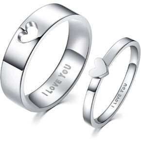 LAVUMO Matching Heart Promise Rings for Couples I Love You Engagement Wedding Ring Band Sets for Him and Her Stainless Steel High Polished Comfort Fit in Saudi Arabia