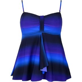 بدلة سباحة نسائية من Hilor Flyaway Tankini Top Bandeau بدلة استحمام واسعة للتحكم في البطن