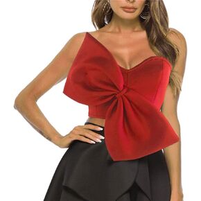 AOMEI Women's Bow Tie Tube Tops Bra Strapless Backless Crop Tank Top