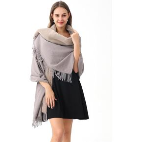 Women's Winter Pashmina Shawl Wrap with Faux Fur Trim Poncho Ruana Cape for Bridesmaid Wedding Bridal Fringe long large scarf in Kuwait