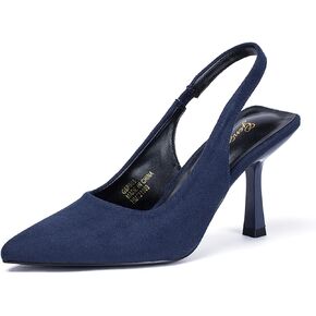 GENSHUO Women's Slingback Kitten Heel Pointed Closed Toe Stiletto Pumps Slip on Elastic Strap Wedding Party Dress Sandals Shoes in Saudi Arabia