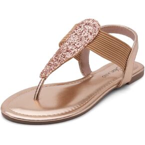 Shoe Land Womens SL-Mona Flat Sandals Open Toe Elastic Strappy String Thong Sandal Ankle Strap Gladiator Summer Shoes