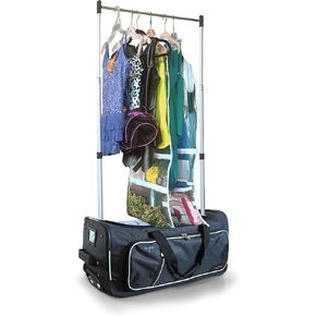 Travolution NEW Dance Bag with Garment Rack, 23 Inch Rolling Duffel With Wheels, Ideal for Competitions & Travel, Easy-assembly Lightweight Aluminum Clothes Rack (Glitter Pink) in Kuwait