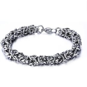 سوار رجالي بيزنطي 8 مم من duahappy مصنوع من الفولاذ المقاوم للصدأ، طلاء مقاوم للماء، 5 أطوال - (6.7 بوصة، 7.5 بوصة، 7.9 بوصة، 8.3 بوصة، 9 بوصة)، يوفر حزمة مجوهرات مخملية سوداء محمولة in Kuwait