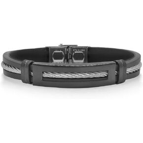 سوار كابل ألور مع قاعدة من الفولاذ المقاوم للصدأ والمطاط - أساور مطاطية من الفولاذ المقاوم للصدأ للرجال - Brazaletes para Hombres - مجوهرات رجالية in Kuwait