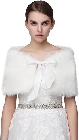 Sarahbridal Women's Shawl Wrap Faux Fur Scarf Stoles for Wedding Dresses in Kuwait