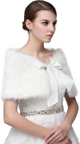 Sarahbridal Women's Shawl Wrap Faux Fur Scarf Stoles for Wedding Dresses in Kuwait
