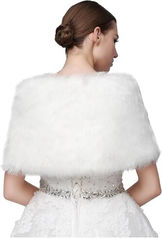 Sarahbridal Women's Shawl Wrap Faux Fur Scarf Stoles for Wedding Dresses in Kuwait