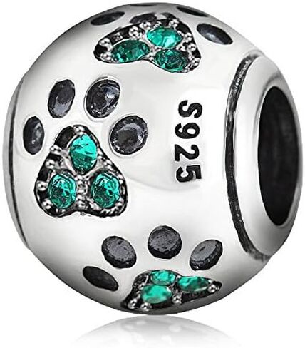 Dog Paw Print Charms 925 Sterling Silver Animal Birthstone Crystal Charms for Pandora 3mm Snake Chain Bracelets in Kuwait