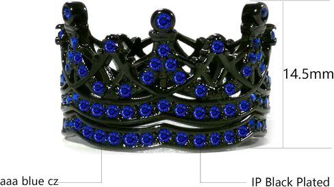 Ringcrown Couple Rings Black Crown Matching Ring Bridal Sets Blue Cz Womens Wedding Ring Sets for Him and Her Wedding Bands in Kuwait