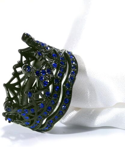 Ringcrown Couple Rings Black Crown Matching Ring Bridal Sets Blue Cz Womens Wedding Ring Sets for Him and Her Wedding Bands in Kuwait