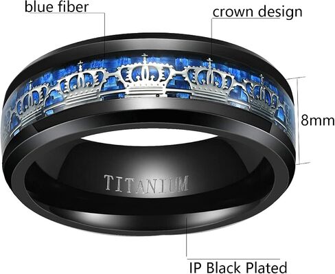 Ringcrown Couple Rings Black Crown Matching Ring Bridal Sets Blue Cz Womens Wedding Ring Sets for Him and Her Wedding Bands in Kuwait