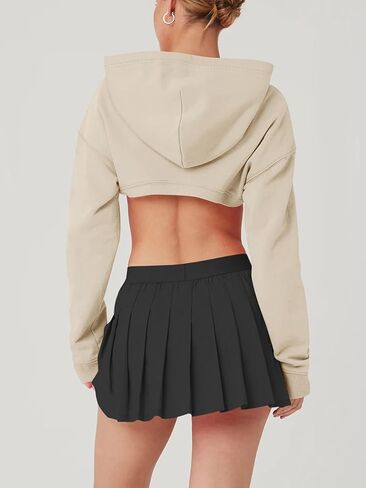 LASLULU المرأة اقتصاص هوديس تتغاضى كم طويل المحاصيل القمم كنزة صوف البلوز انقطاع هوديي البلوزات in Kuwait