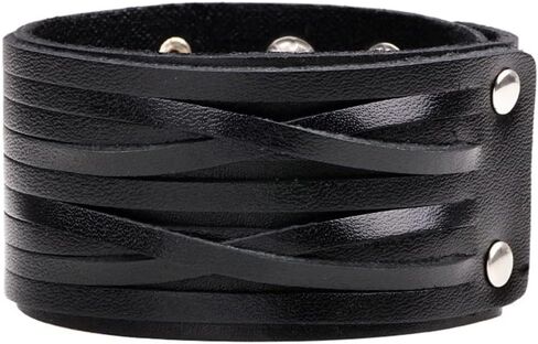 TURTLEDOVE Mens Leather Bracelet Cuff - Vintage Wristband with Wide Belt, Gifts for Brother, Dad, Boyfriend or Husband in Kuwait