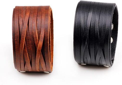 TURTLEDOVE Mens Leather Bracelet Cuff - Vintage Wristband with Wide Belt, Gifts for Brother, Dad, Boyfriend or Husband in Kuwait
