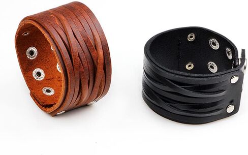 TURTLEDOVE Mens Leather Bracelet Cuff - Vintage Wristband with Wide Belt, Gifts for Brother, Dad, Boyfriend or Husband in Kuwait