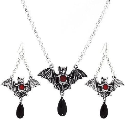 thkmeet خمر القوطية هالوين العنكبوت الخفافيش قلادة قلادة حزب مهرجان زي الشرير القلائد مجموعة مجوهرات للنساء والفتيات in Kuwait