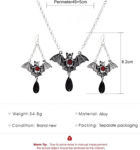 thkmeet خمر القوطية هالوين العنكبوت الخفافيش قلادة قلادة حزب مهرجان زي الشرير القلائد مجموعة مجوهرات للنساء والفتيات in Kuwait