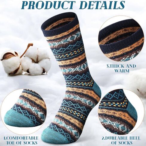 9 Pairs Women Socks Warm Socks Winter Thick Wool Socks Birthday Christmas Gifts for Women Soft Casual Hiking Socks Boho Style (Vintage Style) in Saudi Arabia