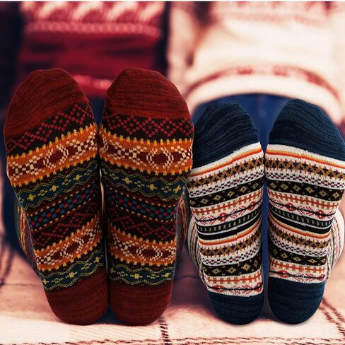 9 Pairs Women Socks Warm Socks Winter Thick Wool Socks Birthday Christmas Gifts for Women Soft Casual Hiking Socks Boho Style (Vintage Style) in Saudi Arabia