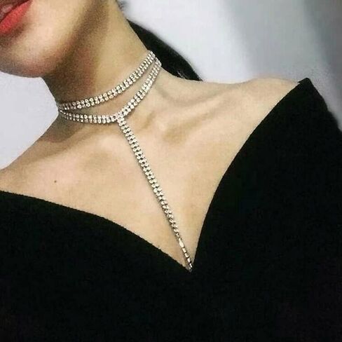 Blindery Rinestone Body Chains Sexy Body Jewelry Layered Body Necklace Crystal Choker Body Necklace Nightclub Party Waist Chain for Women and Girls in Saudi Arabia