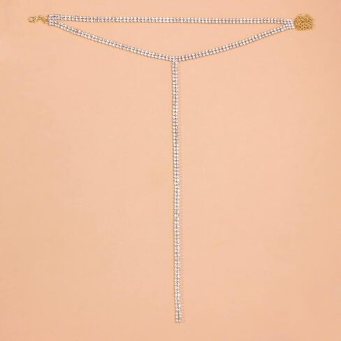 Blindery Rinestone Body Chains Sexy Body Jewelry Layered Body Necklace Crystal Choker Body Necklace Nightclub Party Waist Chain for Women and Girls in Saudi Arabia