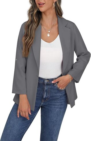 GRECERELLE Womens Long Sleeve Lapel Open Front Casual Blazers Jacket with Pockets for Work Office in Saudi Arabia