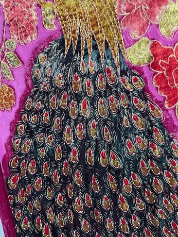 Peacock Velvet Shawl with Fringe Beaded Shawl for Women Peacock scarf Handmade Beading Indian Wraps for wome Tassel in Kuwait