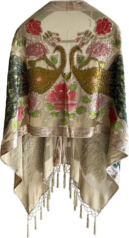 Peacock Velvet Shawl with Fringe Beaded Shawl for Women Peacock scarf Handmade Beading Indian Wraps for wome Tassel in Kuwait