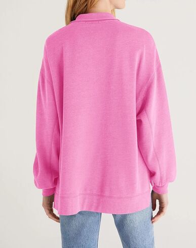 سترة Fisoew النسائية الكاجوال بنصف سحاب وأكمام طويلة وبلوفرات فضفاضة للتمرين مع جيوب in Kuwait