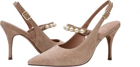 Linea Paolo - Yemina - حذاء نسائي بكعب عالٍ مزين باللؤلؤ ومقدمة مدببة من جلد الغزال ماري جين in Kuwait