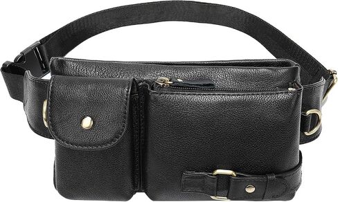 Men's Leather Fanny Pack Waist Bags Vintage Utility Belt Bag Crossbody Hip Purse in Kuwait