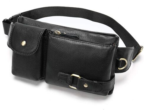 Men's Leather Fanny Pack Waist Bags Vintage Utility Belt Bag Crossbody Hip Purse in Kuwait