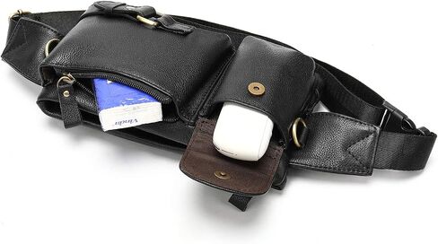 Men's Leather Fanny Pack Waist Bags Vintage Utility Belt Bag Crossbody Hip Purse in Kuwait