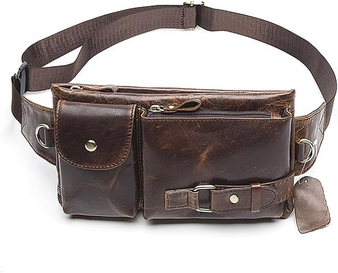 Men's Leather Fanny Pack Waist Bags Vintage Utility Belt Bag Crossbody Hip Purse in Kuwait