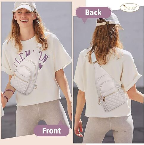 Sling Bag for Women Crossbody Leather Fanny Packs Chest Bag Fashion Sling Backpack Travel JASGOOD in Kuwait