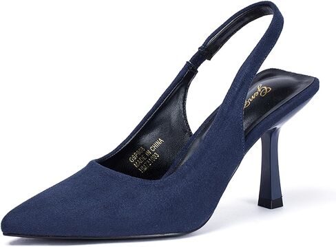 GENSHUO Women's Slingback Kitten Heel Pointed Closed Toe Stiletto Pumps Slip on Elastic Strap Wedding Party Dress Sandals Shoes in Saudi Arabia