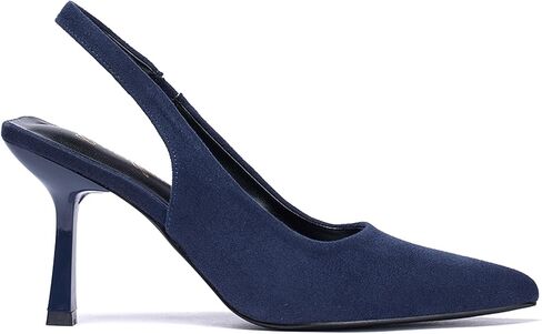 GENSHUO Women's Slingback Kitten Heel Pointed Closed Toe Stiletto Pumps Slip on Elastic Strap Wedding Party Dress Sandals Shoes in Saudi Arabia