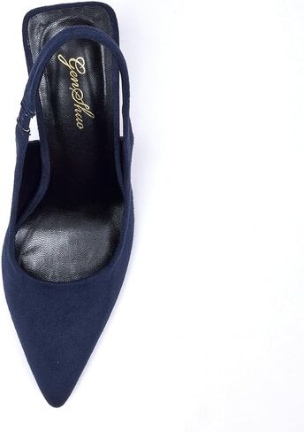 GENSHUO Women's Slingback Kitten Heel Pointed Closed Toe Stiletto Pumps Slip on Elastic Strap Wedding Party Dress Sandals Shoes in Saudi Arabia