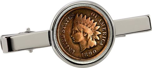 American Coin Treasures 1800's Indian Penny Silvertone Coin Tie Clip in Saudi Arabia
