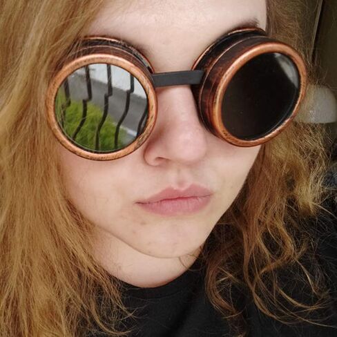 نظارات TBWHL ذات عدسات ماسية عتيقة Steampunk نظارات لحام القوطية-النحاس in Kuwait