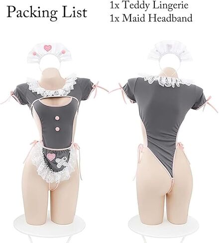 SNOMYRS Maid Outfit Anime Cosplay Costume Japanese Sweet Apron Fancy Kawaii Lace Up One Piece Lingerie Bodysuit in Saudi Arabia
