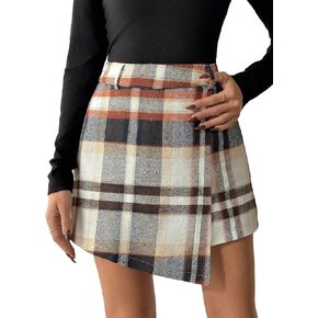 Milumia Women's Plaid High Waisted Short Skort Wrap Asymmetrical Hem Mini Skirts in Saudi Arabia