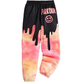 SweatyRocks Girl's Graphic Print Elastic Waist Joggers Color Block Long Sports Sweatpants