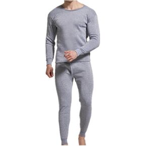 Men Winter Fleece Lined 100% Cotton Thermal Long Johns Top Bottom Underwear Set